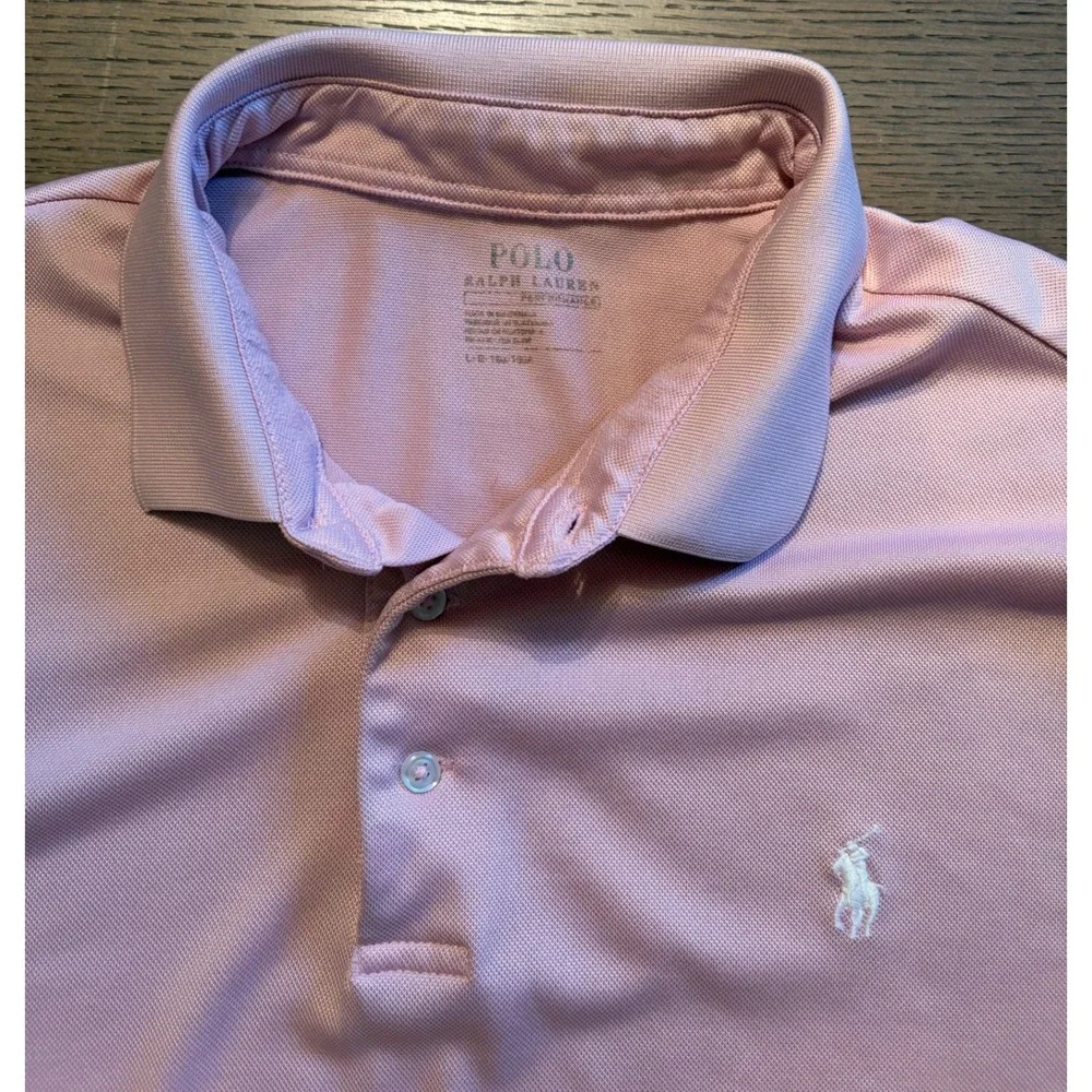 Polo Ralph Lauren Performance Mens Large Pink Short Sleeve Golf Polo Shirt L